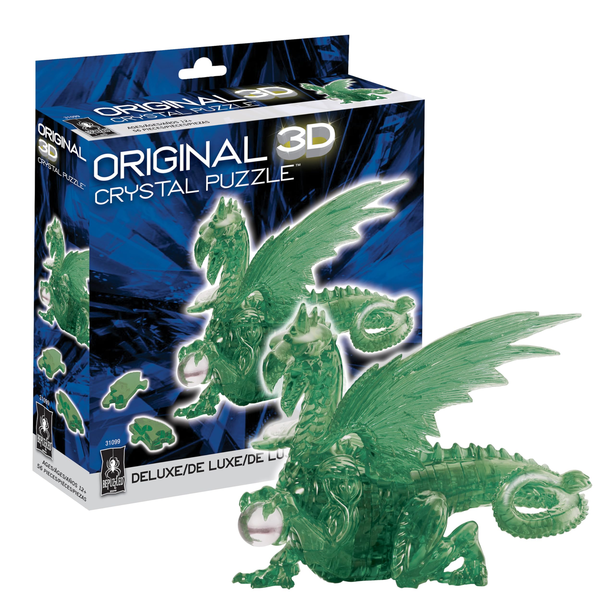 Amazon | 3Dクリスタルパズル - ドラゴン (グリーン): 56ピース | 立体